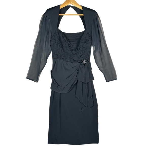 VINTAGE 80’s Rhinestone Accented Backless Black Cocktail Dress - Picture 15 of 15